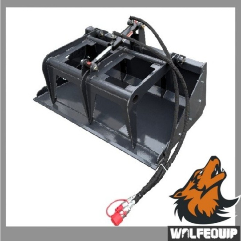 Wolfequip Mini Grapple Bucket For Skid Steer Loader Hydraulic Grab Heavy Duty