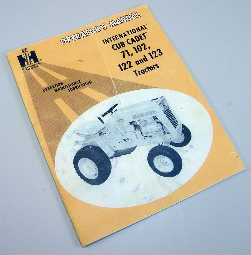 International Cub Cadet 71 102 122 123 Tractor Operators Owners Manual Ih