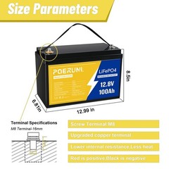LiFePO4 12V 100Ah Lithium Battery Deep Cycle for Camper Van Off-Grid Solar RV