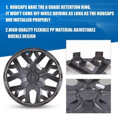 16 Inch Universal Hubcaps Snap On Steel Rims Set 4 Black Red Lacquer