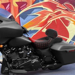 Red Hexagon Scorched Seat Backrest Pad 2014-2023 Touring Road King Street Glide