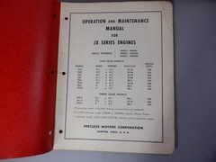Vintage Hercules Motors Corp JX-JXL 6 cylinder engine Maintenance Manual