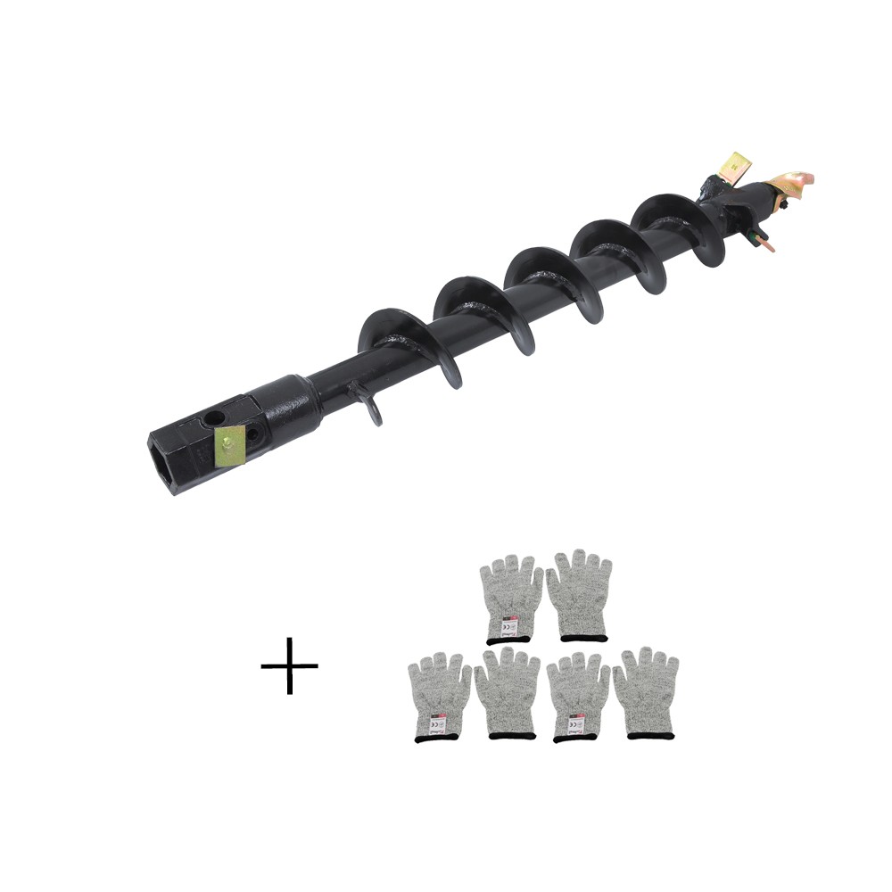 Auger Bit 6″ Diameter 48″ Length 2″ Hex Auger for Bobcat Machines With gloves