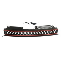 Black Red Trim Hex Mesh Grille 2010-2014 Volkswagen GTI Jetta Golf