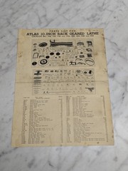 ATLAS 10-INCH BACK GEARED LATHE CATALOG NO V36 V42 V48 V54 H36 H42