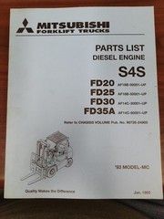 Mitsubishi Forklift 1993 Diesel Engine Parts List S4S 98716-53900, 9871653900