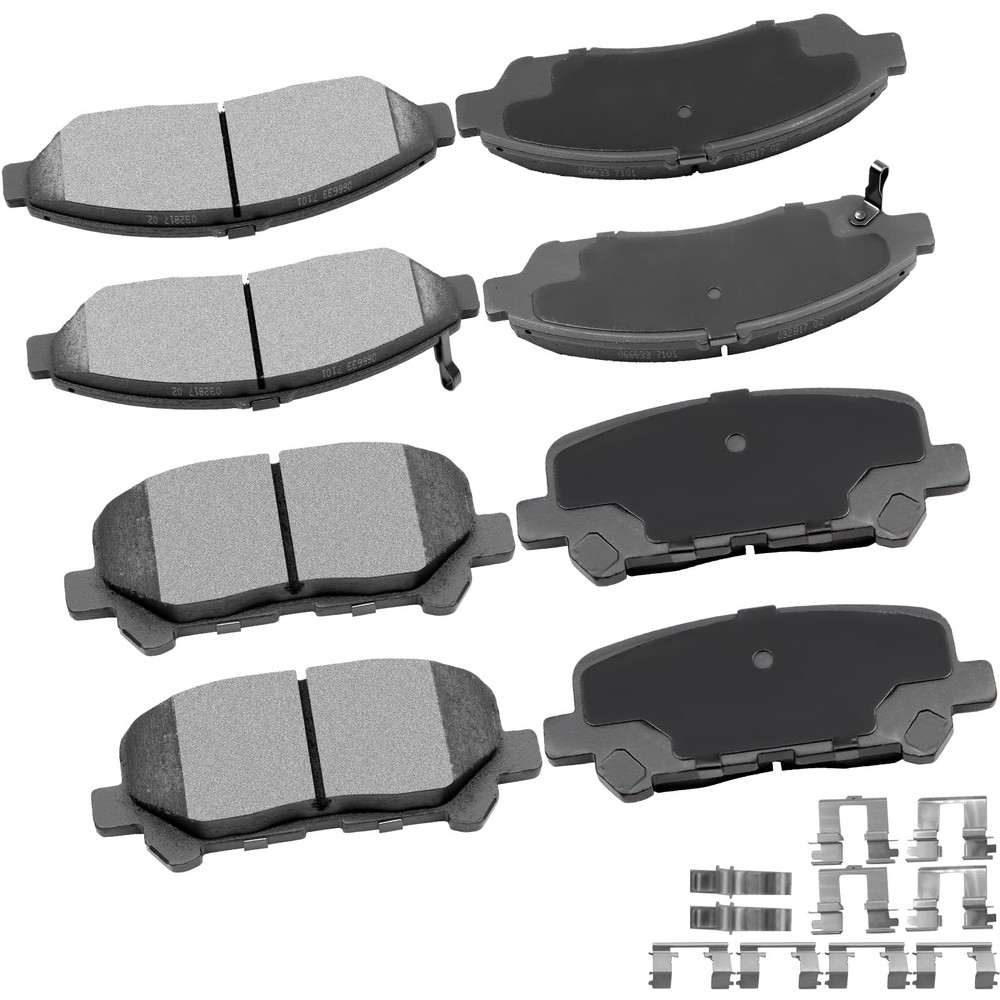 8Pcs Front Rear Ceramic Brake Pads D1280 Acura MDX 07-13 ZDX 10-13 Pilot 09-11