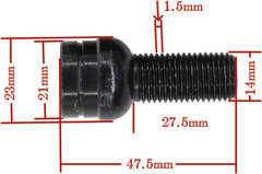 M14 x 1.5 Antitheft Wheel Bolts Lock Lug Nut with Key for VW Golf Jetta