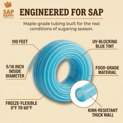 Maple Syrup Sap Collection Tubing 100 Feet 5 16″ ID Food Grade Vacuum Hose Tree