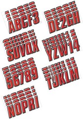 Hardline Products Red/Black Boats & PWC 3″ Registration Number Kit REBLK800