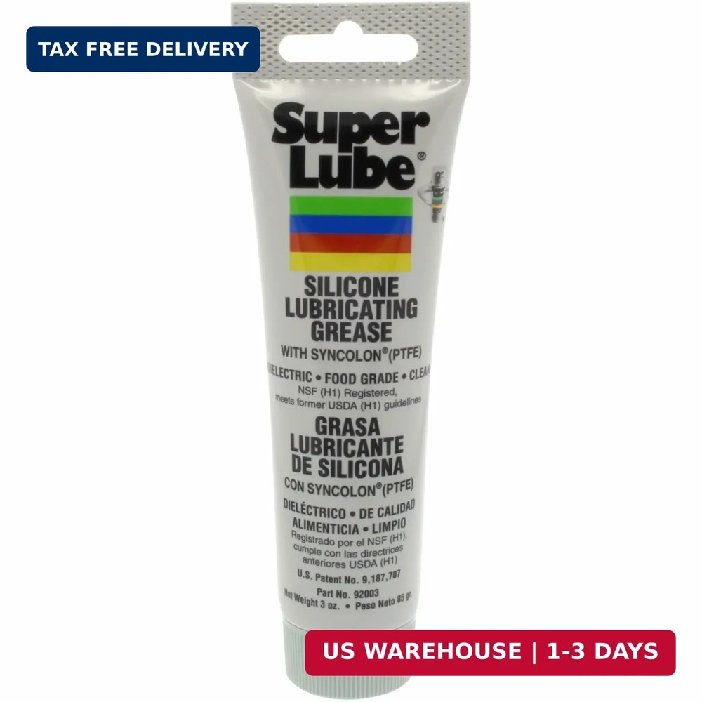 Super Lube 92003 Silicone Lubricating Grease with PTFE, 3 oz Tube, Translucent W