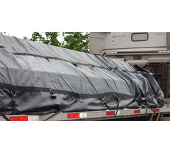 24’x27′ Flatbed Trailer Heavy Duty Tarp – 18Oz Vinyl Black Lumber Tarp (8′ Drop)
