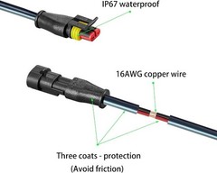 2Pin Connector, Injection Molded 16 AWG Size: Injection Molding 2pin Connector