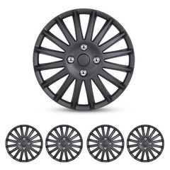 14 Inch Universal Snap On Hubcaps Set of 4 Black Matte