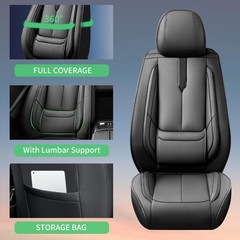 Ford Ranger Car Seat Covers 2007-2026 Waterproof Leather Airbag 2 Front Black