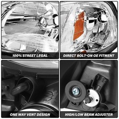 Headlight Pair 1999 2000 Honda Civic Halogen Chrome Housing Amber Reflector