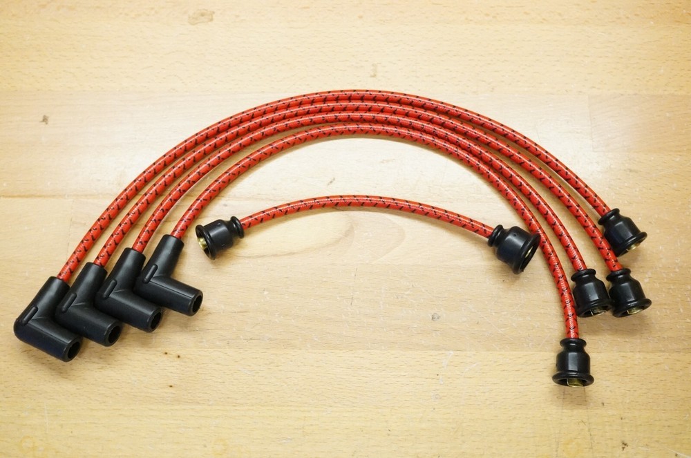 Ford NAA Golden Jubilee Red & Black Suppression Cloth Spark Plug Wire Set