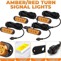 YUDE ATV SXS UTV Turn Signal Kit with 110dB Horn,Pre-Wired,Plug and Play | Bl…