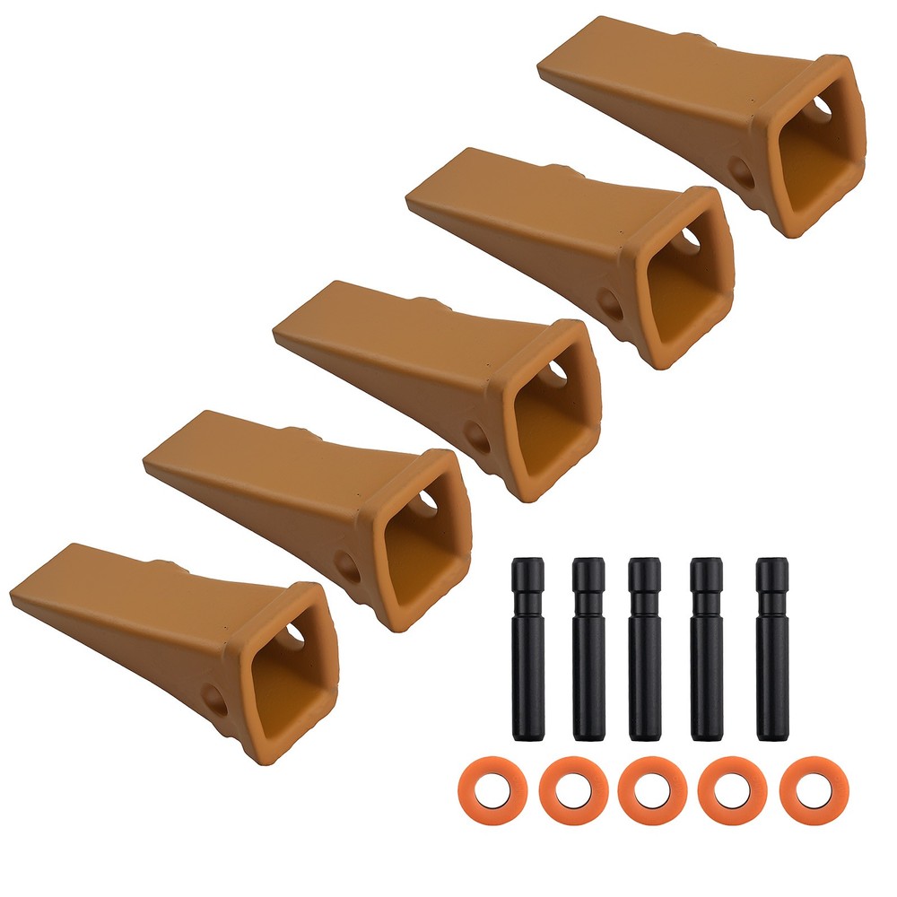 Bucket Teeth 5PCS for CAT J200 Series 1U3202 8E6208 w/ Pins Retainers Steel