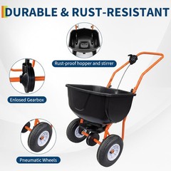 70 LBS Lawn Broadcast Spreader Walk Behind Push 0-10ft Spreading Width Capacity