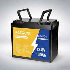 POERUNI 12V 100Ah Lithium LiFePO4 Battery 8000+ Deep Cycle for Solar RV Marine