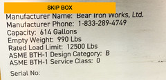 Crane Skip Box Pan Material Handling Hopper Trash Basket Bin 12,500 lbs 3 cy