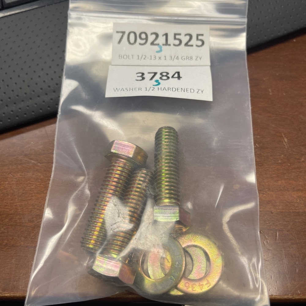 AGCO BOLT AND WASHER KIT (3) BOLTS 1/2-13 X 1 3/4 70921525, (3) WASHERS 1/2 3784