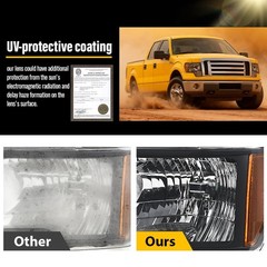 Pair Headlights for Ford F150 2009-2014 Black Housing Amber Reflector DL3Z13008A