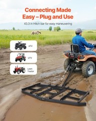 VEVOR Drag Harrow 84″ Width Tow Behind Drag Harrow Steel Gravel Grader ATV UTV