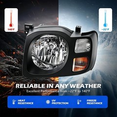 For 2002 2003 2004 Nissan Xterra XE Headlights with Bulbs Black Amber, Pair