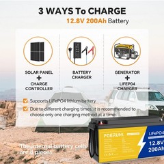 12V 200AH LiFePO4 Lithium Battery 15000+ Deep Cycle 200Ah Built-in BMS 2560Wh