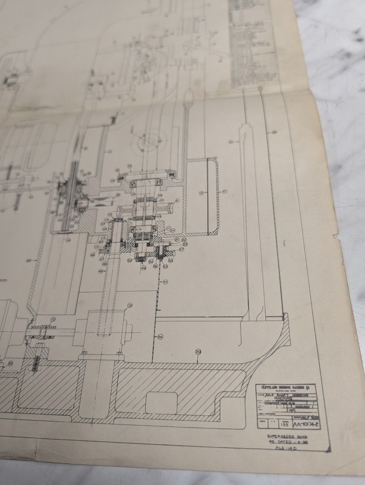 CLEVELAND AXLE SHAFT HOBBING MACHINE 135 140A ASSEMBLY PRINT DIAGRAM DRAWING