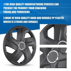 16 Inch Universal Hubcaps 4 Pcs Snap On Wheel Covers Matte Black Steel Rims