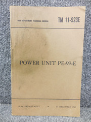 Original 1943 War Department Technical Manual for Power unit PE99-E TM 11-923E