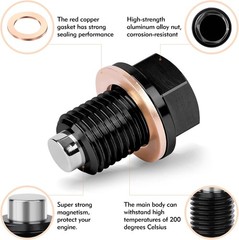 M14x1.5 Magnetic Oil Drain Plug and Nut Kit, Aluminum Alloy with 4 Red Copper Cr