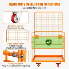 45 x 43 in Forklift Cage, Max. 2200 LBS Forklift Man Basket with Harness & Wheel