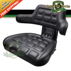 CCT Tractor Seat w/ Backrest Black Base & Slide Track Mower Forklift Seating