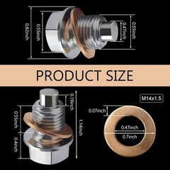 M14 x 1.5 Magnetic Oil Drain Plug, Stainless Steel Engine Magne Color: M14x1.5