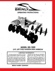 Owner’s Manual for Brinly DD-1000 3pt Double Gang Disk Harrow Disc Lawn Tractor