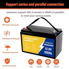 12V 100Ah LiFePO4 Lithium Battery for Solar Home Back Up RV Boat BMS 12.8V