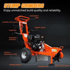 420cc 15HP Stump Grinder,12” Cutting Height/10” Cutting Depth Free shipping