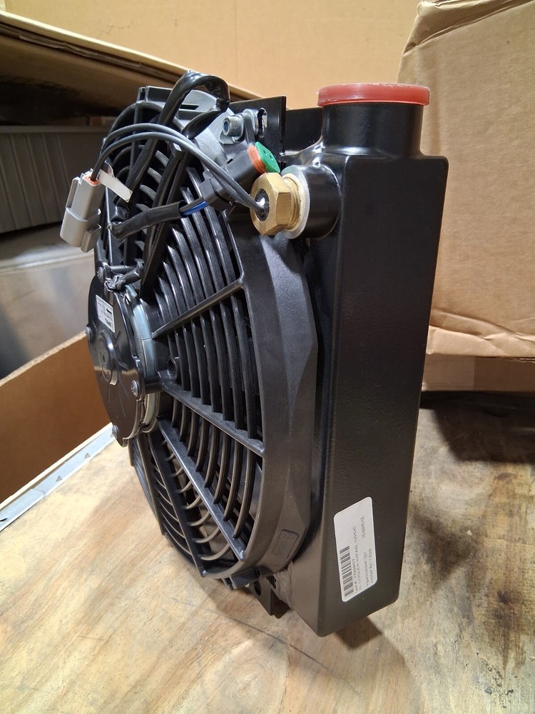 Universal fit 10″x10″ core Remote OIL COOLER w/temp probe 12V 21 GPM USA made