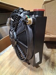 Universal fit 10″x10″ core Remote OIL COOLER w/temp probe 12V 21 GPM USA made