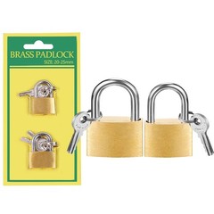 2 Pcs Small Solid Brass Locks with Keys, 20mm + 25mm 2 pcs (20-25mm)
