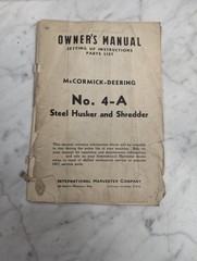 INTERNATIONAL IH MCCORMICK #4-A HUSKER SHREDDER OWNERS MANUAL PARTS LIST 1941