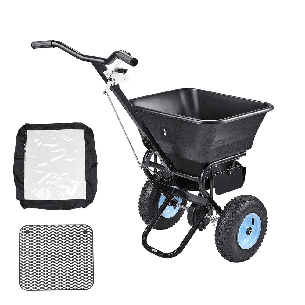 Uimoso Walk-Behind Fertilizer Spreader 100LB,Adjustable 0-9.8ft Spread Width