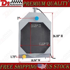 3 Row Aluminum Radiator For Case 580C 584C 585C 586C Tractors D89103 D77843