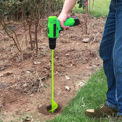 Green Garden Auger Drill Bit for Planting, 1.6″X16.5″ Post Hole Digger & Bulb