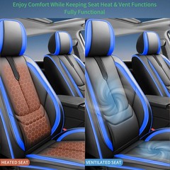 Ford Bronco Sport 2021-2025 Seat Covers Leather Waterproof Full Set Black-Blue
