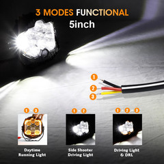 2X 5″ LED Work Light Bar Spot Fog Pod Amber/W Fit Jeep Wrangler JK TJ CJ Offroad